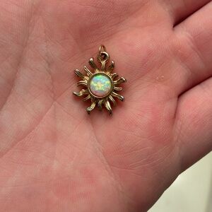 Gold Sunburst Pendant with Opalescent Center